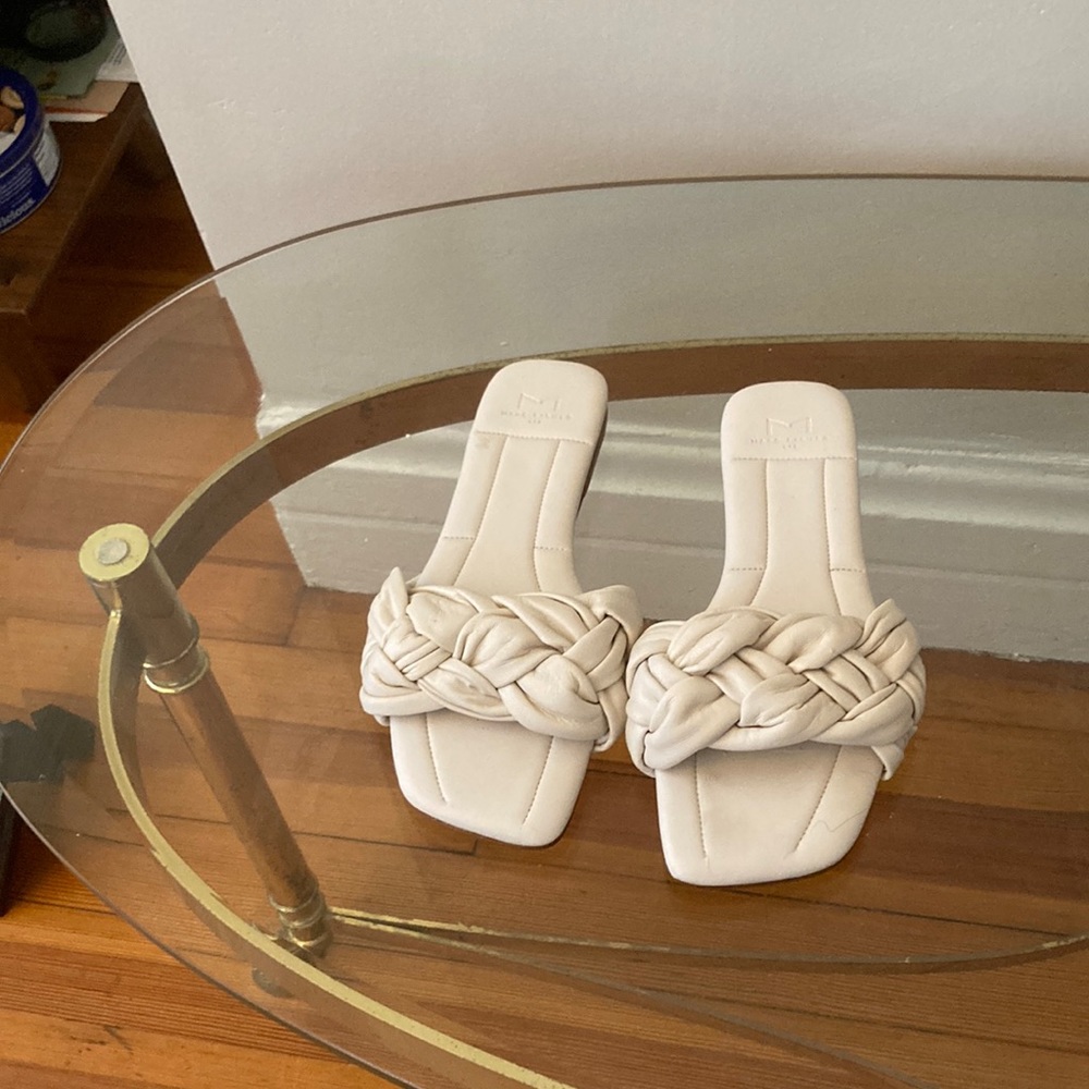 Marc Fisher cream braided slides , worn only a few times